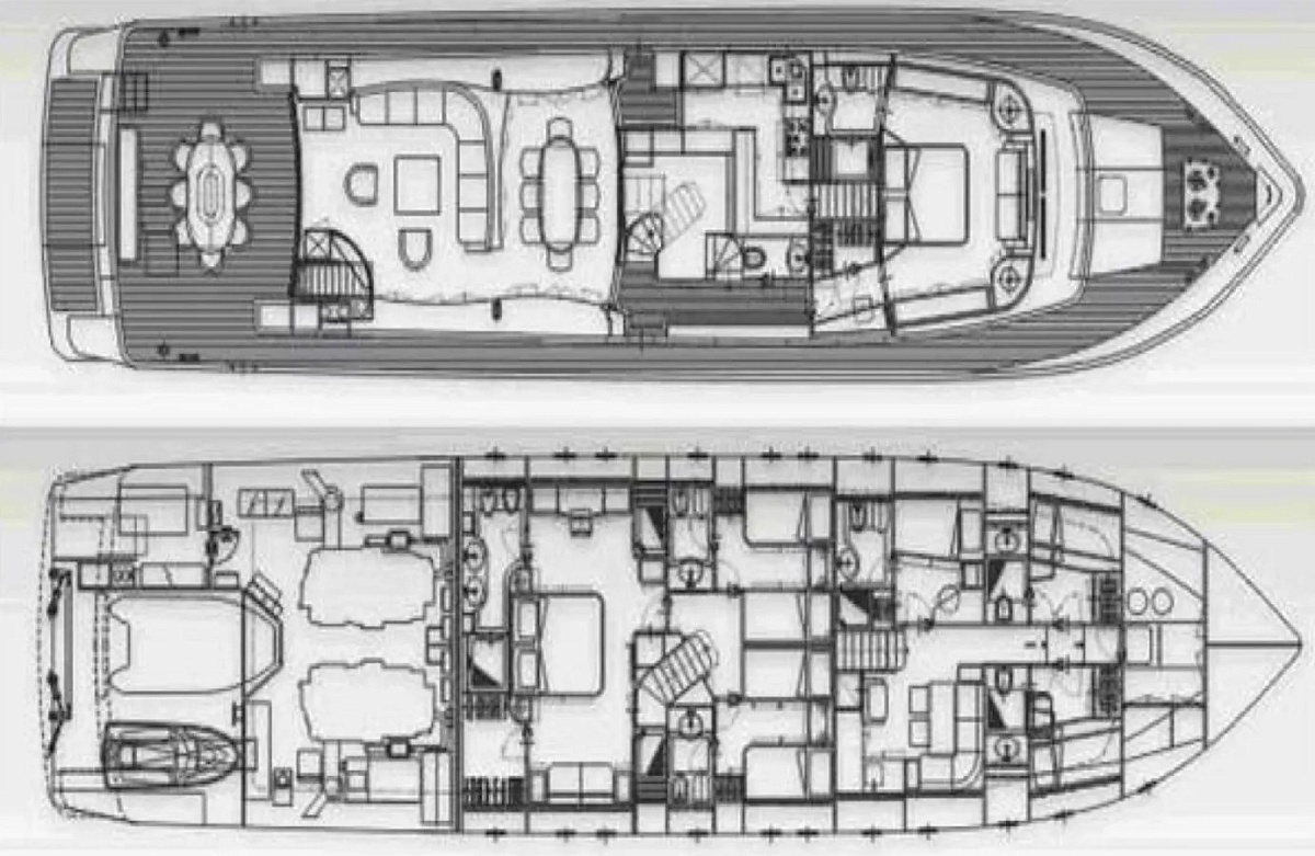 Аренда моторной яхты Sanlorenzo SL100 Sheran в Турции планы палуб